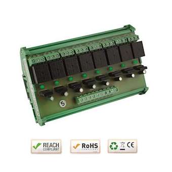 Relais rail DIN 12-30V AC/DC 8 relais / 8 LEDs Max. 250V AC / 10A - 30V DC / 10A|-IZYRMDX123008
