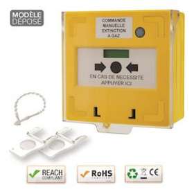 Déclencheur manuel jaune 3 contacts Reset façade + capot, 2 clés, scellé|-IZYRCP300Y