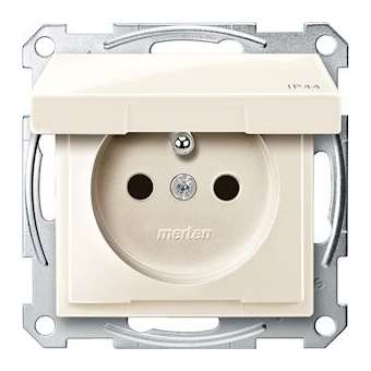 Merten M-Plan - prise 2P+T - NF - IP44 - borne auto - sable brillant|Schneider Electric-SCHMTN2514-0344