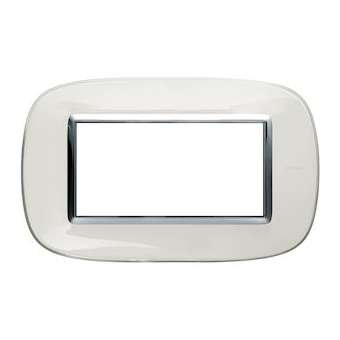 Plaque elliptique Axolute Translucide 4 modules - Blanc|Bticino-TICHB4804DB
