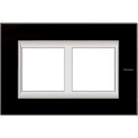 Plaque Axolute Verre 2+2 modules horiz pour rénovation entraxe 57mm -Nuit noire|Bticino-TICHA4832-2VNN