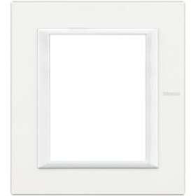 Plaque rectangulaire Axolute Aluminium monochrome 3+3 modules - Blanc|Bticino-TICHA4826HD