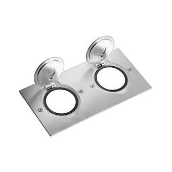 Platine de sol rectangulaire à équiper de fonctions Mosaic 2 postes -inox brossé|Legrand-LEG089702