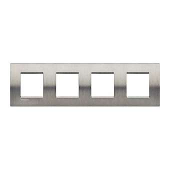 Plaque Livinglight Naturalia 2+2+2+2 modules - Acier brossé|Bticino-TICLNA4802M4ACS