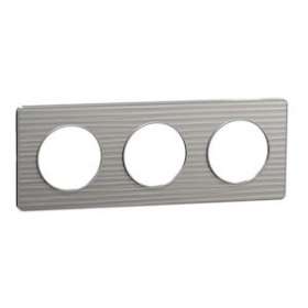 Odace Touch, plaque Aluminium brossé croco avec liseré Alu 3 postes entraxe 71mm|Schneider Electric-SCHS530806J1