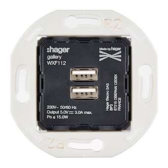 Mécanisme CHARGEUR USB A+A 2PORT 5V-3A POUR COLLECTION IRIS|Modelec-MD8087-510W