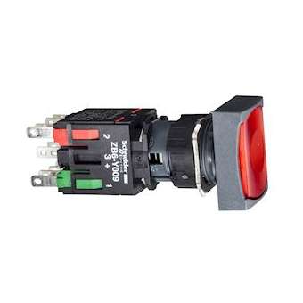 Harmony XB6 - bouton-pous. lum. complet - tête rect. - rouge - D16 - 24V - 1O|Schneider Electric-SCHXB6DF4B2B