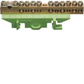Borne en laiton, 1x25² 5x10² 5x16², avec base de montage, Couleur: vert|Hager-HAGKM11B