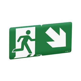Etiquette signalisation évacuation repositionnable, recyclable - flèche à 45DEG|Legrand-LEG061211
