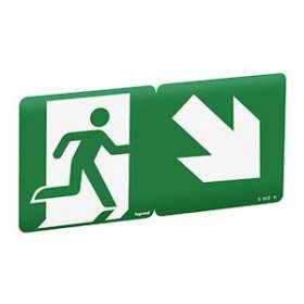 Etiquette signalisation évacuation repositionnable, recyclable - flèche à 45DEG|Legrand-LEG061211
