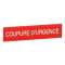 Etiquette autocollante avec inscription coupure d'urgence blanche sur fond rouge