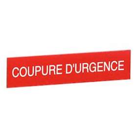 Etiquette autocollante avec inscription coupure d'urgence blanche sur fond rouge|Legrand-LEG038092