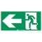 Pictogramme autocollant évacuation avec flèche vers la gauche