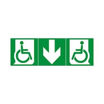 Jeu de 3 étiquettes d'évacuation adhésives BAES-mobilité réduite+flèche bas|Legrand-LEG061202