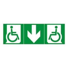 Jeu de 3 étiquettes d'évacuation adhésives BAES-mobilité réduite+flèche bas|Legrand-LEG061202