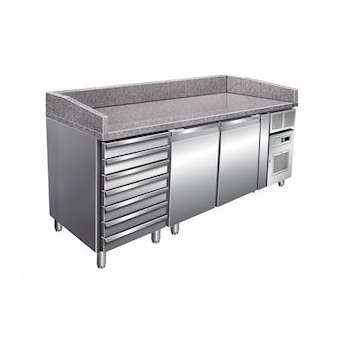 TABLE À PIZZA - DESSUS GRANIT - 2 PORTES + 7 TIROIRS|Nosem-NOEPZ2610TN