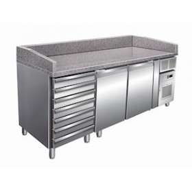 TABLE À PIZZA - DESSUS GRANIT - 2 PORTES + 7 TIROIRS|Nosem-NOEPZ2610TN