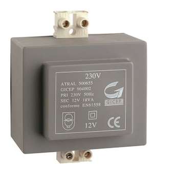 Transformateur d'alimentation 230V / 12V 18VA|Hager-HAGA7901