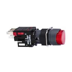 Harmony XB6 - bouton-pous. lum. - D16mm - à imp. dépassant - 24V - 1O+1F - roug|Schneider Electric-SCHXB6AE4B5B