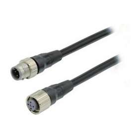 Câble M12 4 broches, PVC, connecteurs femelles et mâles droits 2m|Omron electronics-OMRXS5W-D421-D81-X
