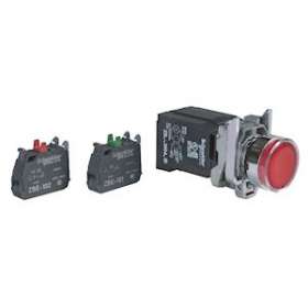 Harmony XB4 - poussoir lumineux - 1F+1O - rouge - D22 - transfo 110VAC|Schneider Electric-SCHXB4BW3435