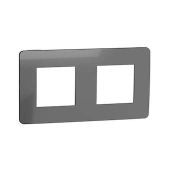 Unica Studio Métal - plaque de finition - Black aluminium liseré Anthracite - 2P|Schneider Electric-SCHNU280453