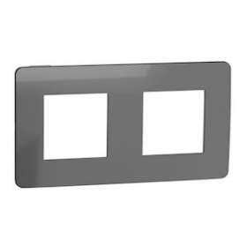 Unica Studio Métal - plaque de finition - Black aluminium liseré Anthracite - 2P|Schneider Electric-SCHNU280453