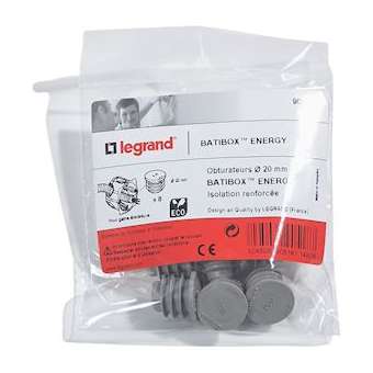 Lot de 8 obturateurs pour boîte à encastrer Ecobatibox - D20mm|Legrand-LEG090518
