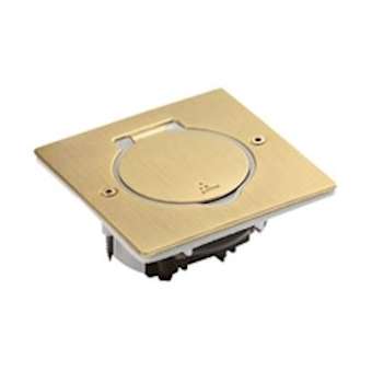 Platine de sol carrée à équiper de mécanisme Mosaic 1 poste - doré brossé|Legrand-LEG089710