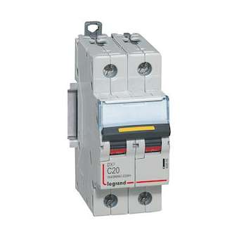 Disjoncteur DX³ 16kA - vis/vis - courant continu - 20A - courbe C - 2 modules|Legrand-LEG409569