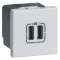 Chargeur 2 USB Type-A 2,4A 5V 12W Mosaic 2 modules 230V - alu