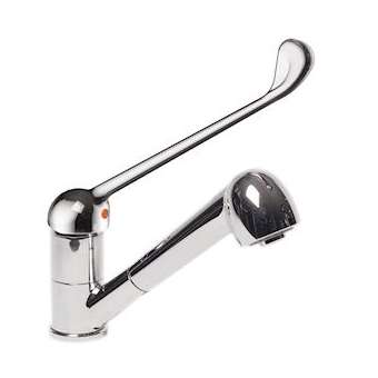 Mitigeur d'évier à bec orientable h 126 douchette extractible, commande au coude|Sanifirst-SAN75622