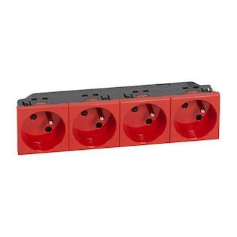 Prise 4x2P+T à 45DEG précâblées IK07 Mosaic bornes automatiques -8 modules rouge|Legrand-LEG077174
