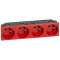 Prise 4x2P+T à 45DEG précâblées IK07 Mosaic bornes automatiques -8 modules rouge