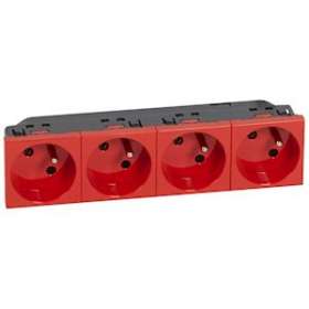 Prise 4x2P+T à 45DEG précâblées IK07 Mosaic bornes automatiques -8 modules rouge|Legrand-LEG077174