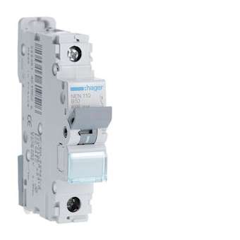 Disjoncteur 1P 6-10kA courbe B - 10A 1 module|Hager-HAGNEN110