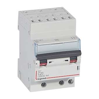Disjoncteur DX³ 4500 - auto/vis - 3P - 400V~~ - 20A - 6kA - courbe C - 1 module|Legrand-LEG406902