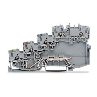 Borne pour capteurs, 4 conducteurs - PE racc Rail|Wago contact-WAG2000-5417