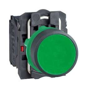 Harmony XB5 - bouton poussoir à impulsion - D22 - vert - 1O+1F - vis étrier|Schneider Electric-SCHXB5AA35