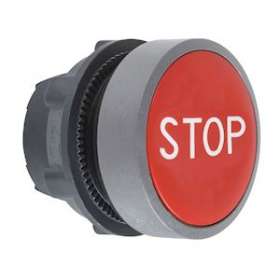 Harmony XB5 - tête de bouton poussoir - D22 - col grise - marqué 'STOP' - rouge|Schneider Electric-SCHZB5AA434C0