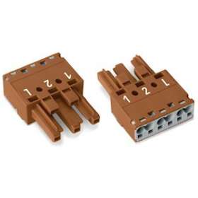 Connecteur femelle 3 pôles sans décharge de traction / Marron|Wago contact-WAG770-1363