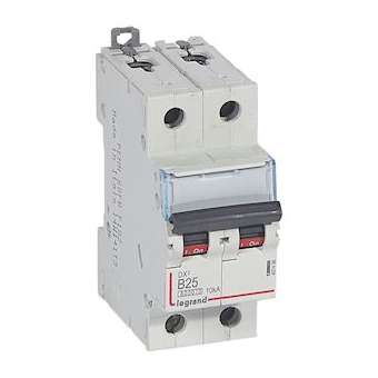 Disjoncteur DX³6000 10kA arrivée haute/départ bas vis 2P 25A courbe B - 2 mod|Legrand-LEG407496