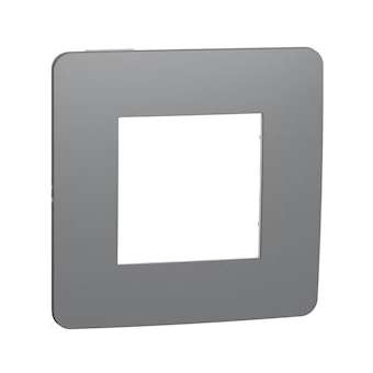 Unica Studio Color - plaque de finition - Gris foncé liseré Blanc - 1 poste|Schneider Electric-SCHNU280221