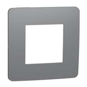 Unica Studio Color - plaque de finition - Gris foncé liseré Blanc - 1 poste|Schneider Electric-SCHNU280221