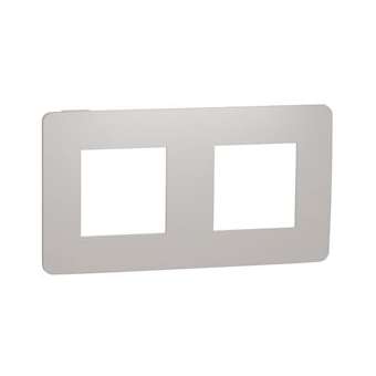 Unica Studio Color - plaque de finition - Gris pierre liseré Blanc - 2 postes|Schneider Electric-SCHNU280424