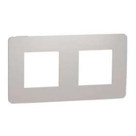 Unica Studio Color - plaque de finition - Gris pierre liseré Blanc - 2 postes|Schneider Electric-SCHNU280424