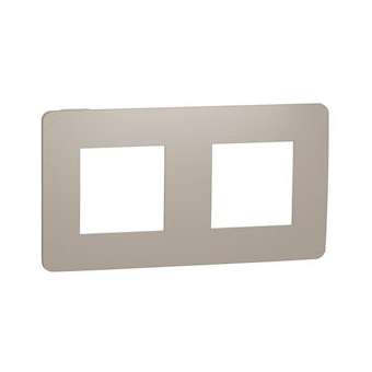 Unica Studio Color - plaque de finition - Taupe liseré Blanc - 2 postes|Schneider Electric-SCHNU280426