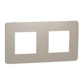 Unica Studio Color - plaque de finition - Taupe liseré Blanc - 2 postes|Schneider Electric-SCHNU280426