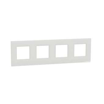 Unica Pure - plaque de finition - Givre blanc liseré Blanc - 4 postes|Schneider Electric-SCHNU600885