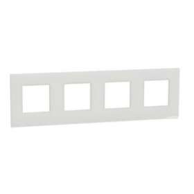 Unica Pure - plaque de finition - Givre blanc liseré Blanc - 4 postes|Schneider Electric-SCHNU600885